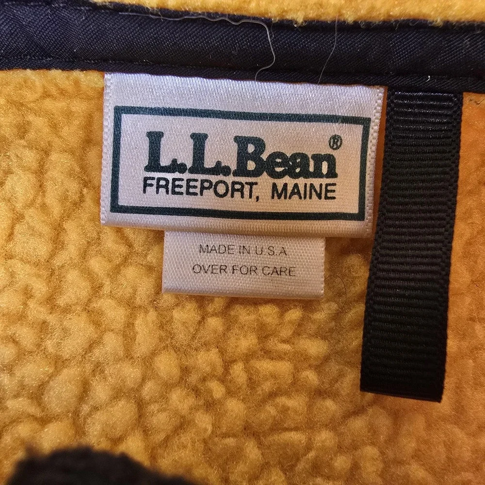 Vintage LL Bean Jacket Women Large Yellow All Conditions Fleece USA 90s Gorpcore